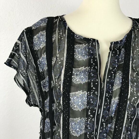 Lucky Brand Sheer Floral Crochet Trim Coverup Dress - Picture 3 of 9